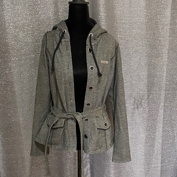 Guess Gray Women's Hooded Utility Jacket - Picture 1 of 9